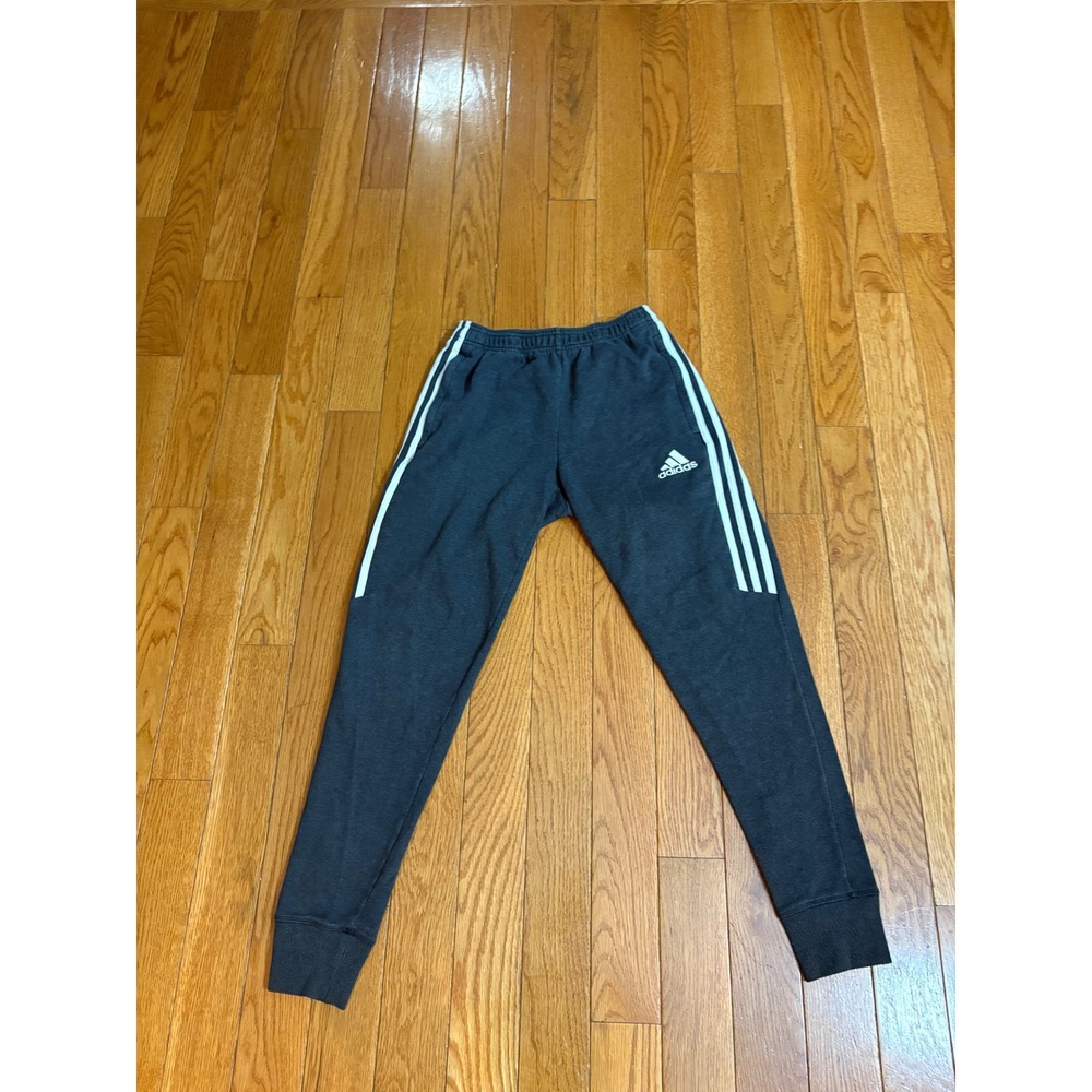 Adidas Womens Essentials 3-Stripe Fleece Joggers Gray Size S Zipper Pockets